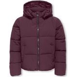 ONLY - KOGDolly - Gewatteerde Jas - Wijnrood - Met Afneembare Capuchon