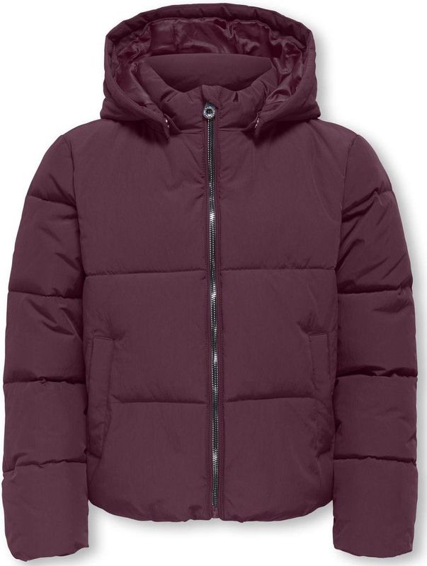 ONLY - KOGDolly - Gewatteerde Jas - Wijnrood - Met Afneembare Capuchon
