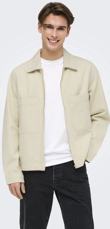 Shacket - Licht - Katoen - Gespreide Kraag - Ritssluiting - Borstzakken