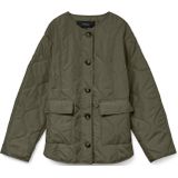 Vmmillie - Gequilte Jas - O-hals - Lange Mouwen - Knoopsluiting - Voorzakken - Volledig Gevoerd