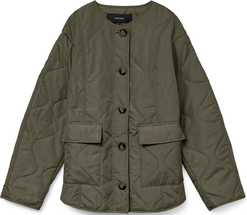 Vmmillie - Gequilte Jas - O-hals - Lange Mouwen - Knoopsluiting - Voorzakken - Volledig Gevoerd