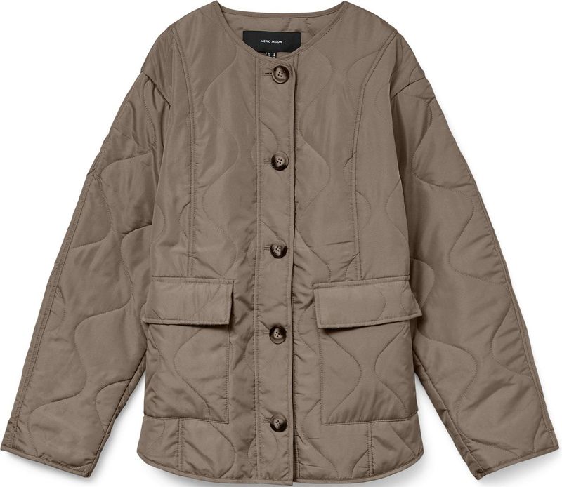 Vmmillie - Gequilte Jas - O-hals - Lange Mouwen - Knoopsluiting - Voorzakken - Volledig Gevoerd