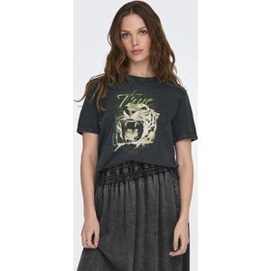Jacqueline de Yong - Jdyfarock Elina Print Top - T-shirt - Zwart - Dames