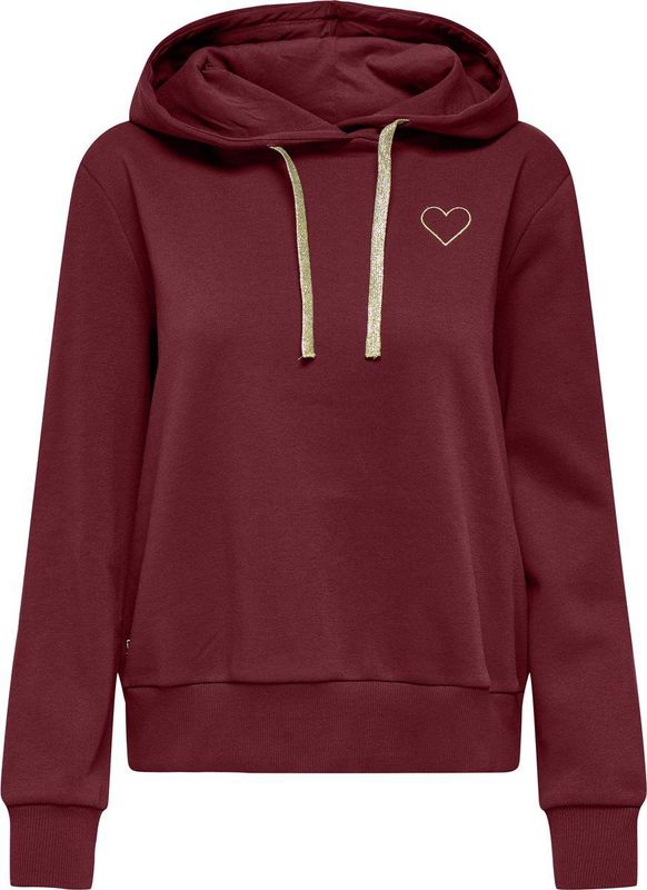 Only - Onlnoli Heart Hood Swt - Trui - Cabernet/goud - Dames