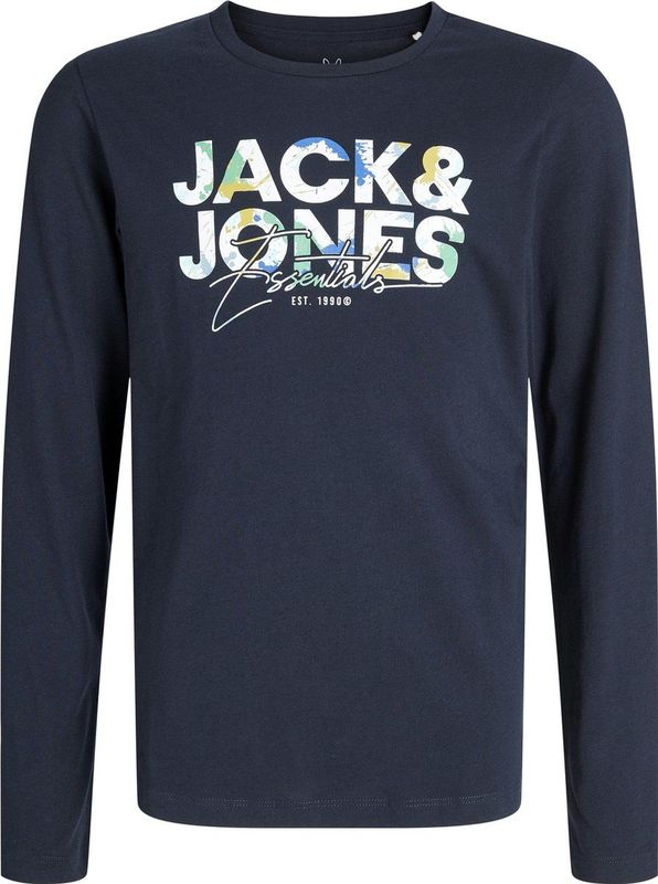 JACK & JONES Junior - T-shirt - Blauw - Jersey - Lange Mouwen