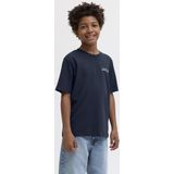 Jack & Jones - JJYUKI - Shirt - Nachtblauw - Ronde Hals - Kwartmouw