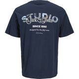 Jack & Jones - JJYUKI - Shirt - Nachtblauw - Ronde Hals - Kwartmouw