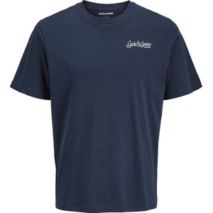 Jack & Jones - JJYUKI - Shirt - Nachtblauw - Ronde Hals - Kwartmouw