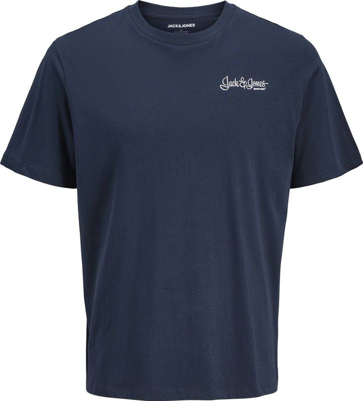 Jack & Jones - JJYUKI - Shirt - Nachtblauw - Ronde Hals - Kwartmouw