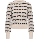 Jacqueline de Yong - Jdysigrid Life On Puff - Trui - Cement/w. Black Hearts