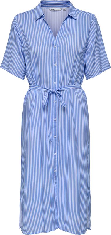 ONLY - ONLYASMIN SHIRT DRESS WVN - Dames - Mini Jurk - V-Hals - Korte Mouwen - Regular Fit