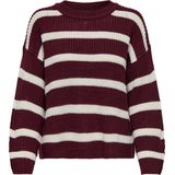 Jacqueline de Yong - Jdyjusty Stripe - Pullover - Cabernet/Ecru - Dames