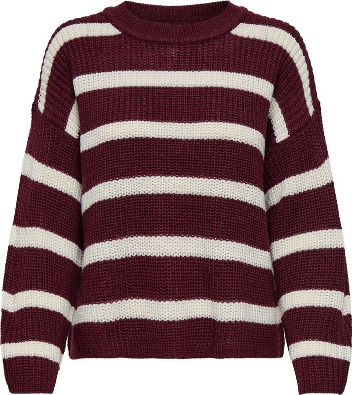 Jacqueline de Yong - Jdyjusty Stripe - Pullover - Cabernet/Ecru - Dames