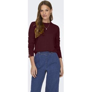 JDY - Malou On Button - Gebreide Trui - Donkerrood - Dames