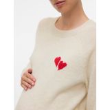 Vero Moda - VMMBam - Trui - Crème/Rood - Knitwear