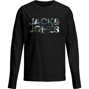 Jack & Jones - JJGEPLAS TEE LS CREW NECK JNR - T-shirt - Zwart - 100% Katoen