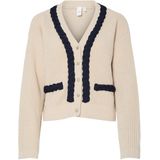 YAS - YASARINA - Gebreid Vest - Crème/Nachtblauw