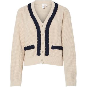 YAS - YASARINA - Gebreid Vest - Crème/Nachtblauw