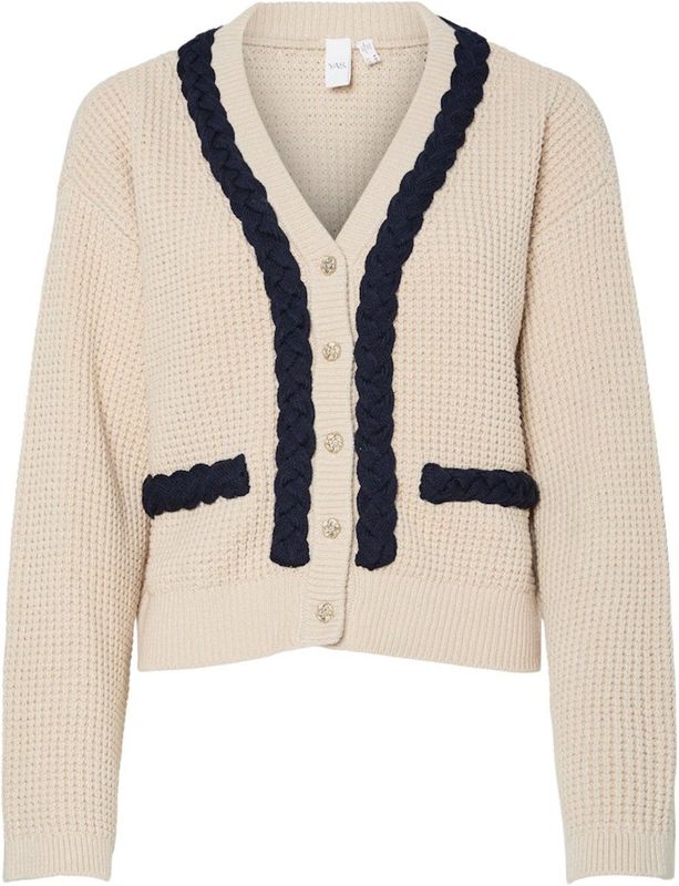 YAS - YASARINA - Gebreid Vest - Crème/Nachtblauw