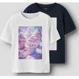 Name It - NKFVOTEA 2P SS NREG TOP - T-shirt - Bright White - Set van 2