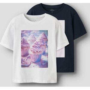 Name It - NKFVOTEA 2P SS NREG TOP - T-shirt - Bright White - Set van 2