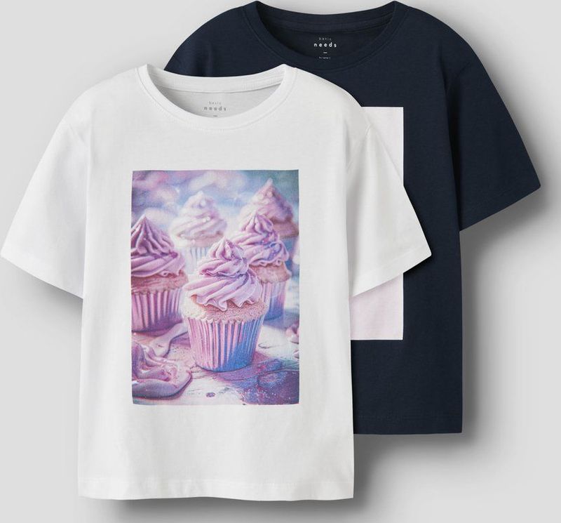 Name It - NKFVOTEA 2P SS NREG TOP - T-shirt - Bright White - Set van 2