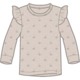 Top - Slim Fit - Lange Mouwen - Ronde Hals - Met Ruches - Herhalende Print