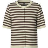 Pcorina - Gebreid Vest - Knus - Ronde Hals - Korte Mouwen - Knoopsluiting