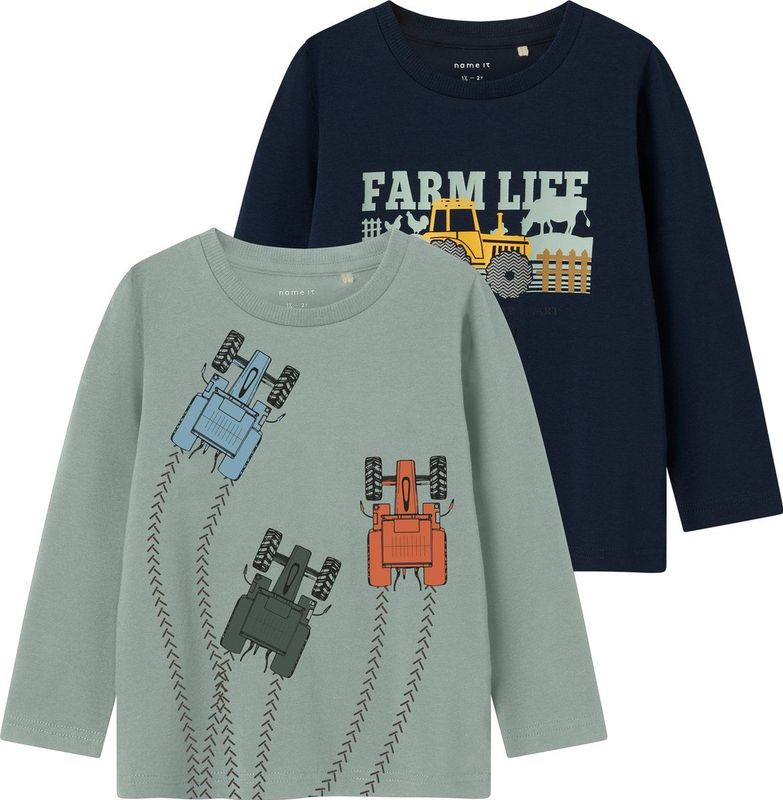 T-shirts - 2-Pack - Jersey - O-hals - Korte Mouwen - Rubberen Print