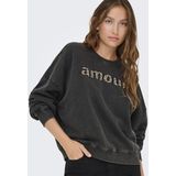 Only - Onllinda Life O-neck Print Cs - Trui - Zwart - Dames