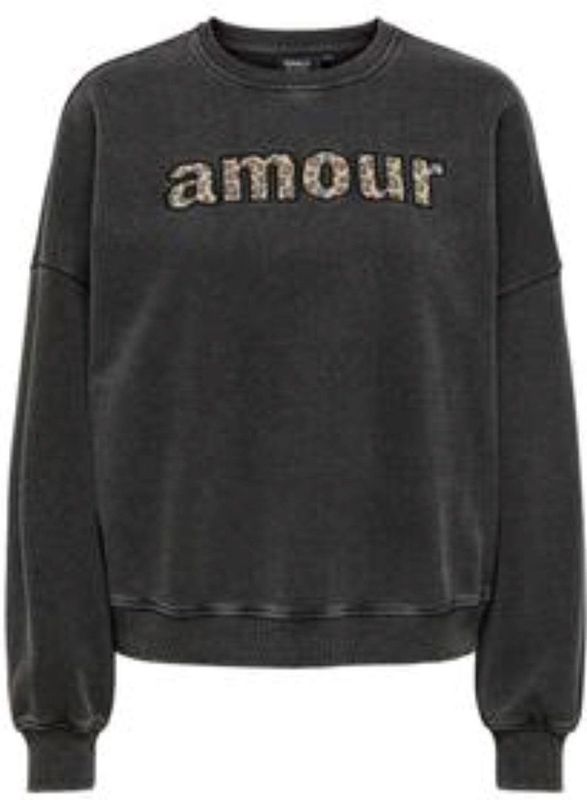 Only - Onllinda Life O-neck Print Cs - Trui - Zwart - Dames