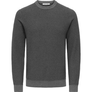 ONLY & SONS Onsmiguel Reg 12 Structure Crew Knit, dark grey melange, XL