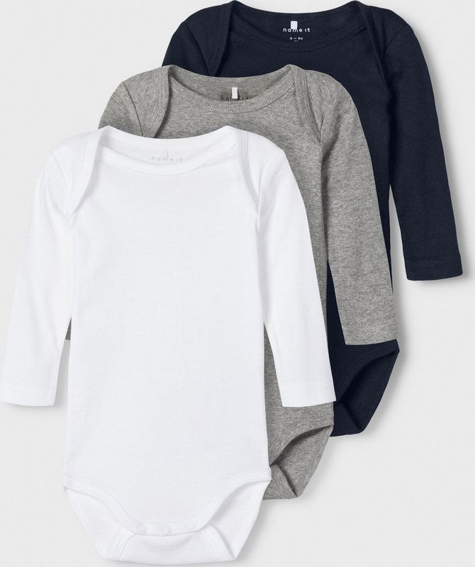 NAME IT NBNBODY 3P LS SOLID NOOS Unisex Body - 3-Pack - Ribtricot - Lange Mouwen