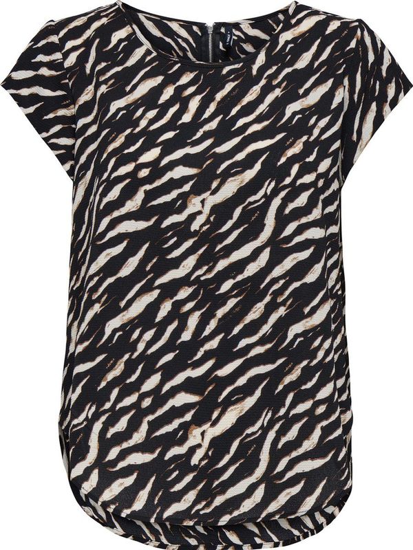 Only - Onlvic Aop Top Noos Wvn 15161116 - T-shirt - Zwart-Wit - Dames