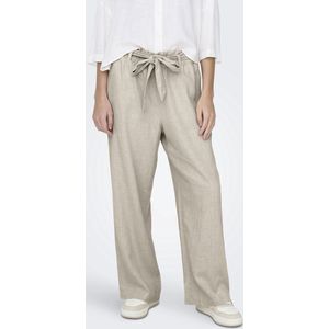 Jacqueline de Yong - Jdysay Mw Linen Belt Pant - Harembroek - Oatmeal/melange - 80% Viscose 20% Linnen