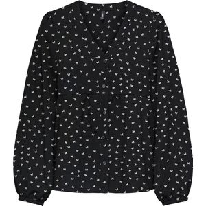 ONLY - ONLNova - Blouse - Zwart / Wit - Losse Pasvorm - Lange Mouw