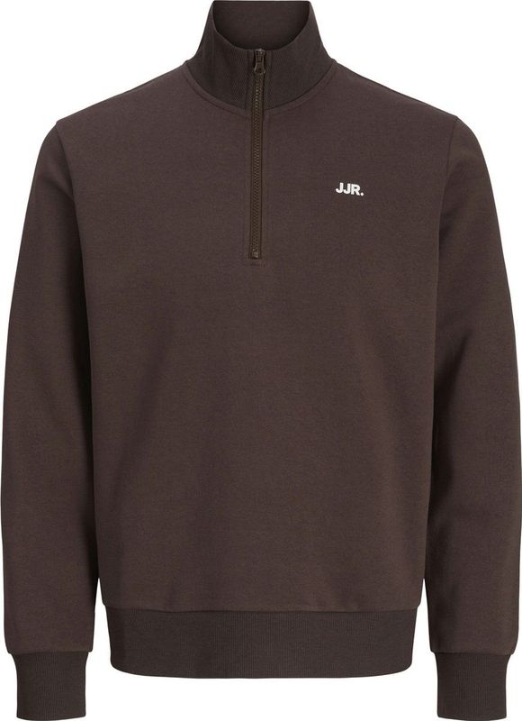 JJ Rebel - Sweatshirt - Donkerbruin - Gerecycled Materiaal - Halve Rits
