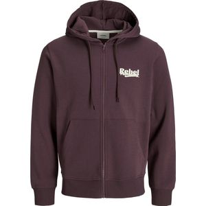 JJ Rebel - JREBRAKIM - Sweatvest - Wijnrood - Capuchon met Trekkoord