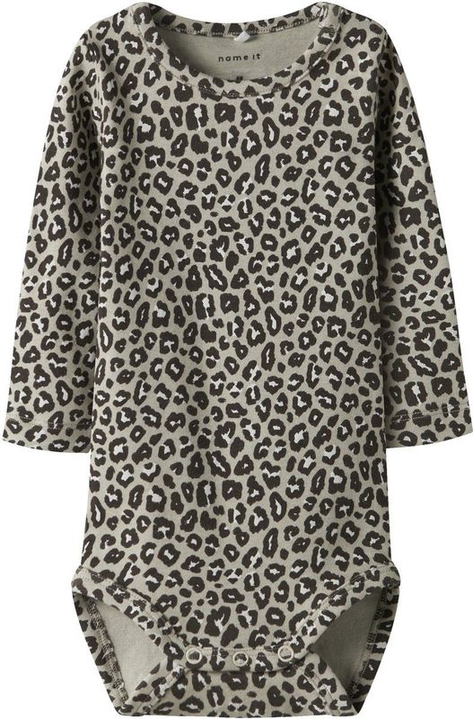 NAME IT BABY - Romper - Grijsbruin/Zwart - Lange Mouwen