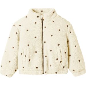 Lil' Atelier - NmfNalo - Fleece Jas - Turtledove/Black met Hearts