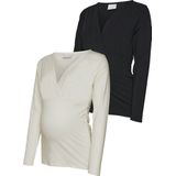 Voedingsshirts - 2-in-1 Tops - V-hals - Lange Mouwen - Biologisch Katoen - 2-pack