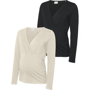 Voedingsshirts - 2-in-1 Tops - V-hals - Lange Mouwen - Biologisch Katoen - 2-pack