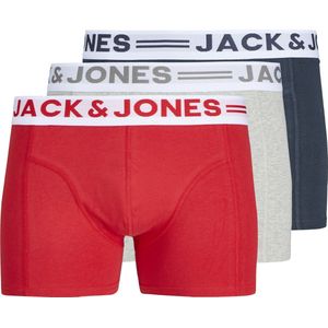 JACK & JONES - SENSE - Boxershorts - Navy / Lichtgrijs / Rood / Wit - 3 Pack