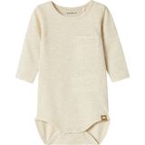 Name It - Note Romper - Peyote Melange - Romper - Lange Mouwen - Drukknoopsluiting