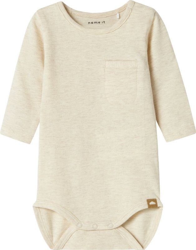 Name It - Note Romper - Peyote Melange - Romper - Lange Mouwen - Drukknoopsluiting