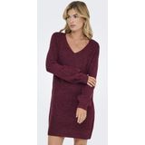 JDY - JDYElanora - Gebreide Jurk - Karmijnrood - V-hals