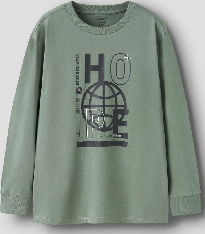 Name It - NKMOBAY LS NREG TOP PB - Shirt met Lange Mouwen - Laurel Wreath - Regular Fit