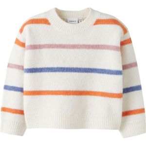 Gebreide Trui - Gestreept - Lange Mouwen - Ronde Hals - Pluizig Gebreid