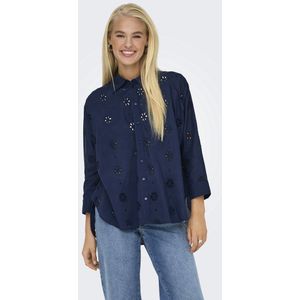 Overhemd - Boxy Fit - Lange Mouwen - Broderie Anglaise - Geweven Stoffen