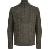 Jack & Jones - Jprblusean Knit Cable Half Zip - Trui - Black Olive